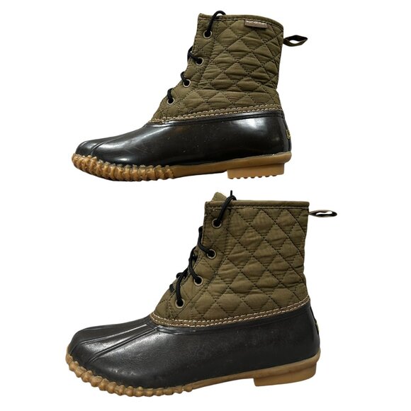 JBU by Jambu Stefani Army Green Brown Quilted Duck Boots Size 7 - Picture 1 of 12